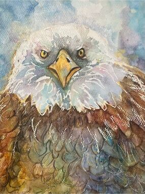Watercolor Bald Eagle Wall Art – Multicolor